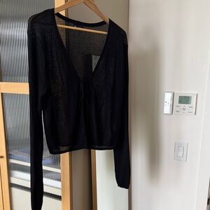 GAP Black Lightweight Tie-Front Cardigan